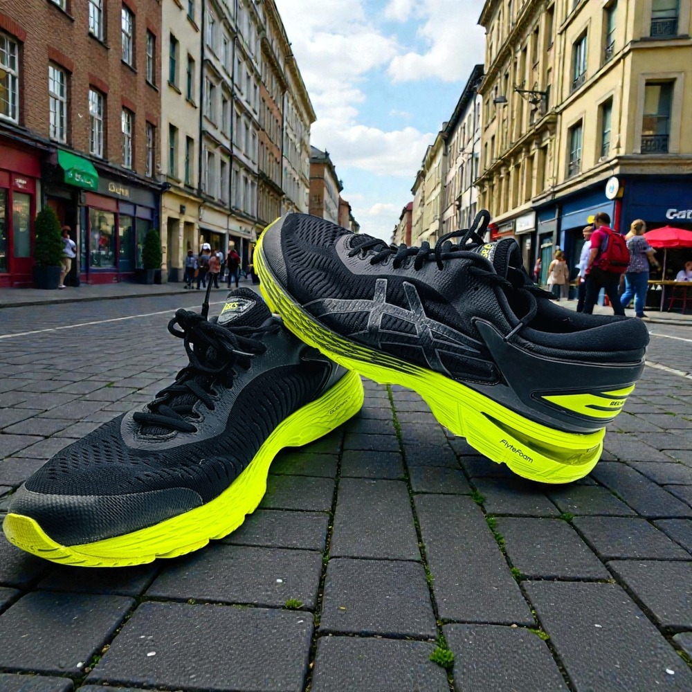 Asics Gel-Kayano 25 Black Neon Green Mens Size 10.5 Running Shoes New Insoles